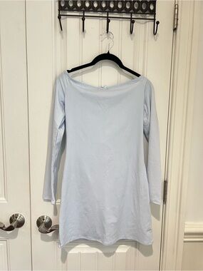 Wild Fable Light Blue Boat Neck Long Sleeve‎ Top Lace Trim Ballet Core Size L